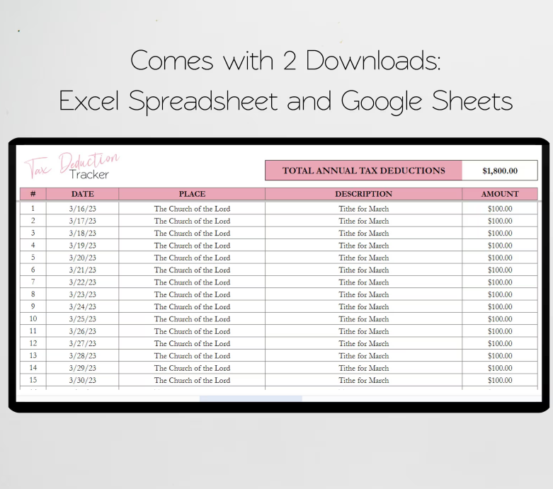 Tax Planner Template Bundle: Excel & Google Sheets for Easy Tax Prep, Checklist & Return Organization