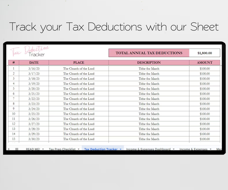 Tax Planner Template Bundle: Excel & Google Sheets for Easy Tax Prep, Checklist & Return Organization