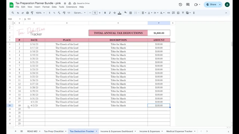 Tax Planner Template Bundle: Excel & Google Sheets for Easy Tax Prep, Checklist & Return Organization